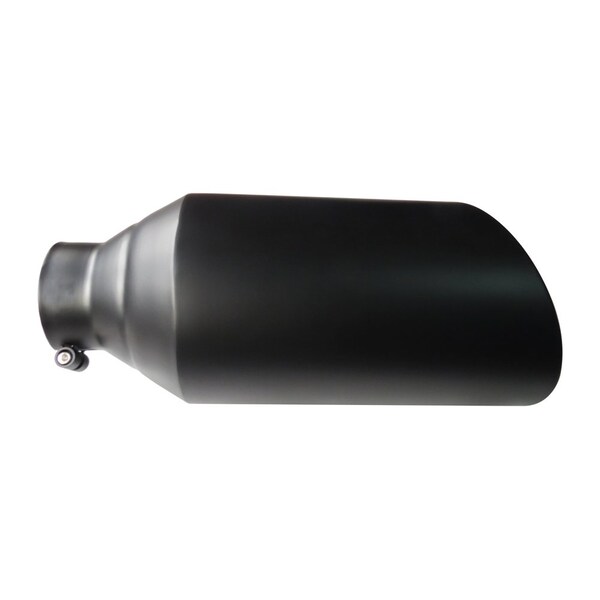 Speedfx EXHAUST TIPS 4 Inch Inlet 8 Inch Outlet Black Stainless Steel Round Angled Cut Rolled Edge 18 414B - main